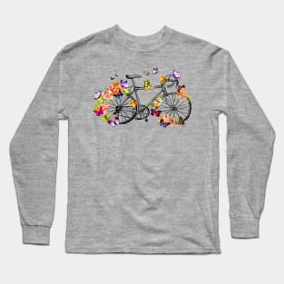 Butterfly flower racing bicycle T-Shirt Long Sleeve T-Shirt